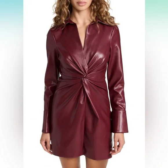 cinq a sept faux leather dress Cinq à Sept Faux Leather Twist Front Midi Dress – DGFOutlet